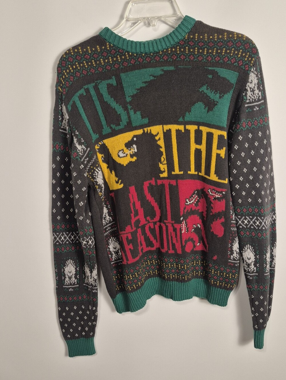 Game of Thrones House Sigil Graphic Knit Sweater Gray Green Size Medium